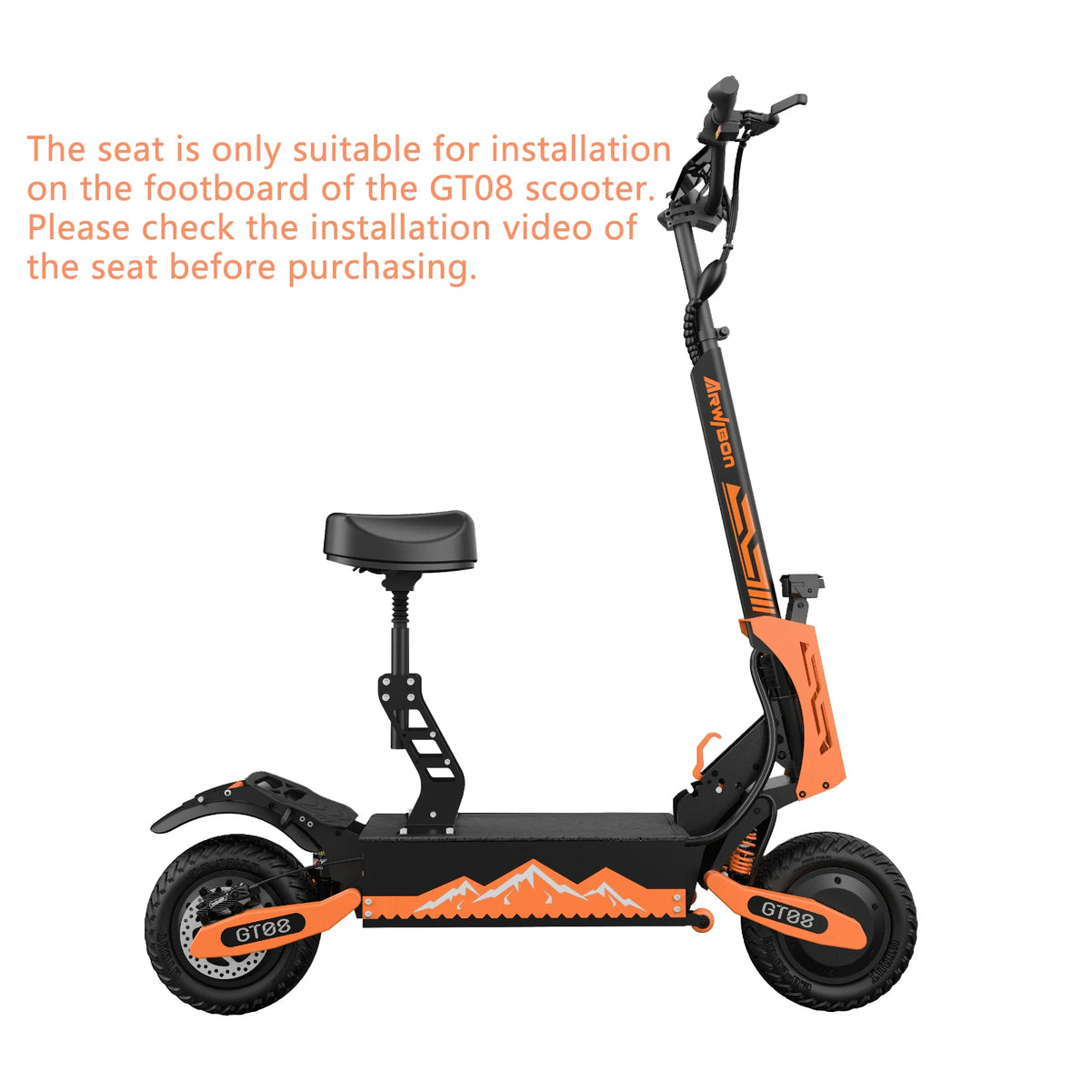 GT08 Electric Scooter Seat, Foldable Height, Shock Absorption（Only Suitable for Installation on the Footboard）
