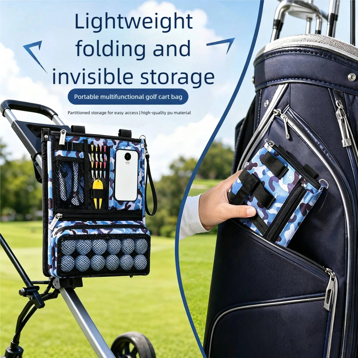 Golf Cart Multi-Zipper Storage Organizer