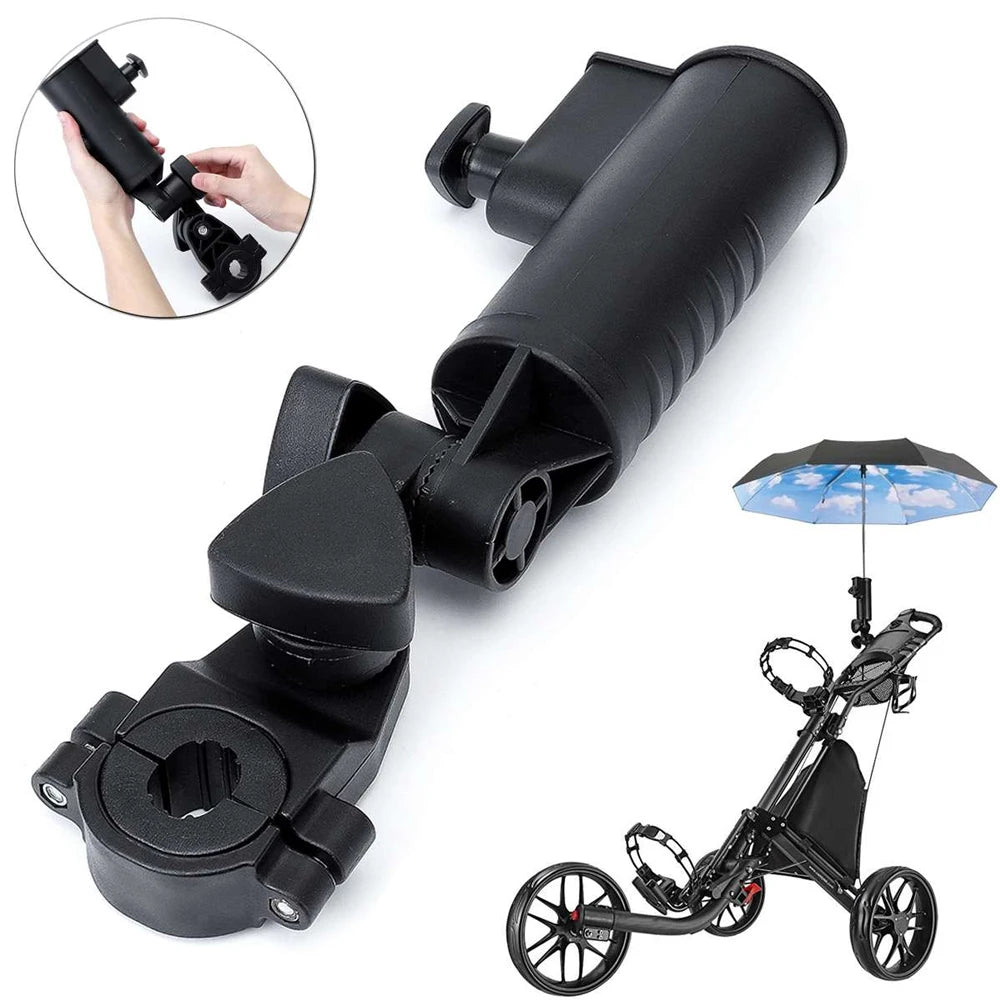 Golf Cart Umbrella Holder, Universal Adjustable Umbrella Amount Mounting Attachment for Golf Push Cart Accessories