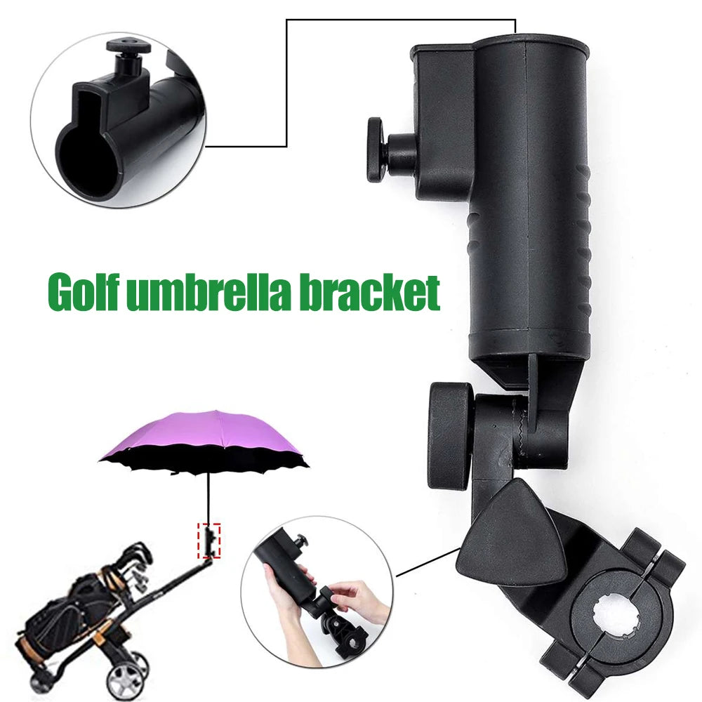 Golf Cart Umbrella Holder, Universal Adjustable Umbrella Amount Mounting Attachment for Golf Push Cart Accessories