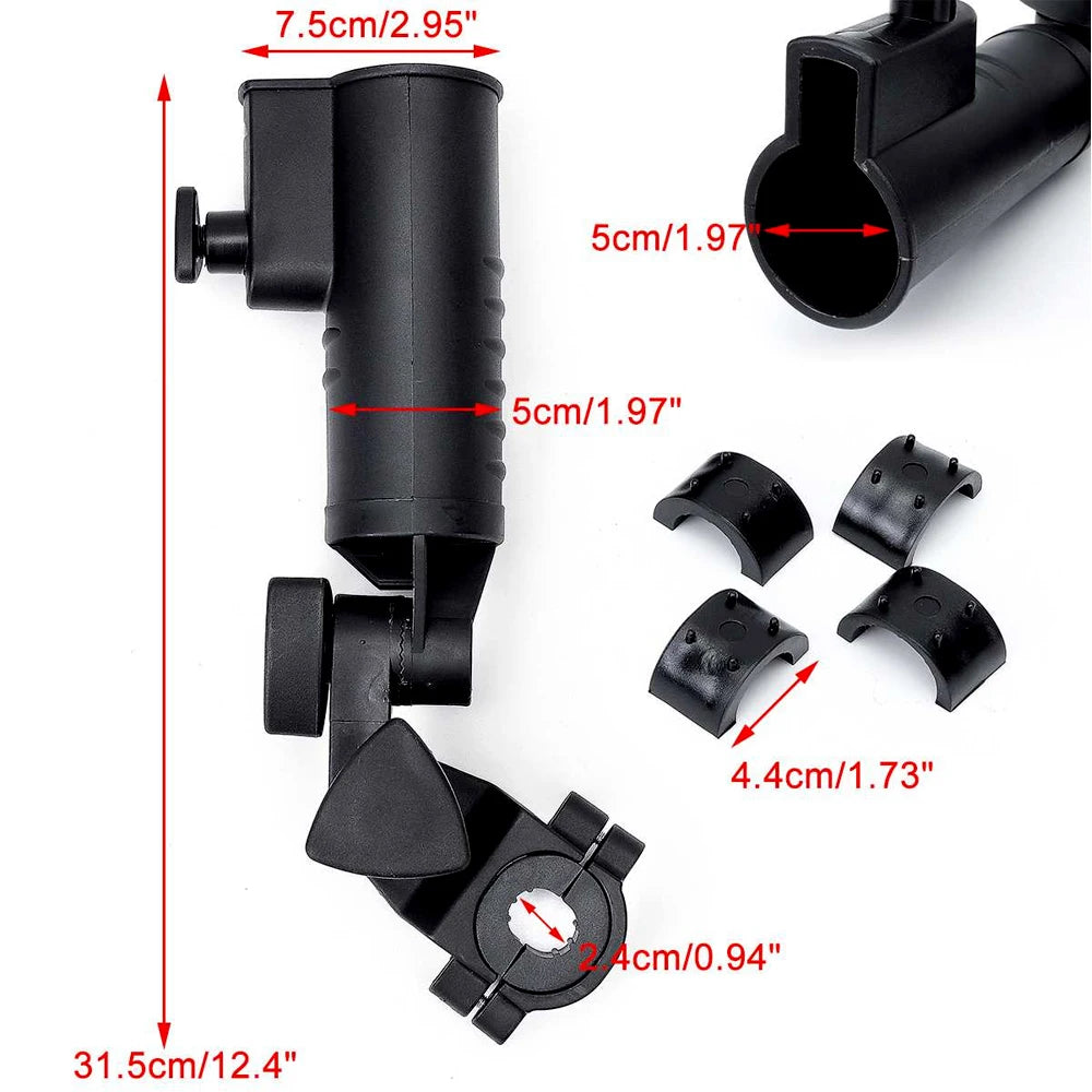 Golf Cart Umbrella Holder, Universal Adjustable Umbrella Amount Mounting Attachment for Golf Push Cart Accessories