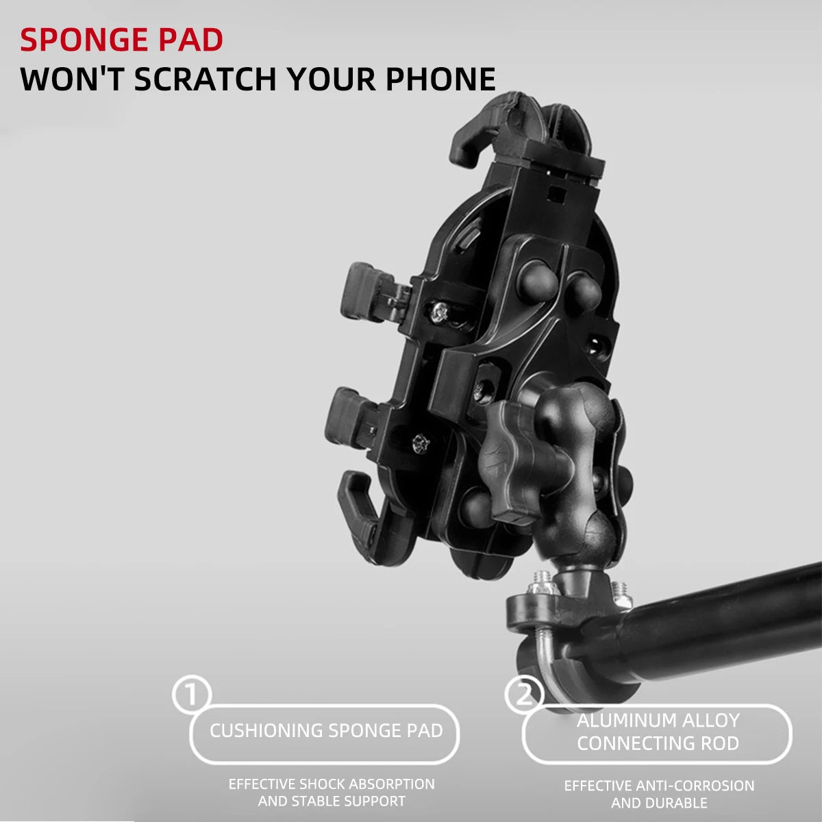 Shock Absorption Phone Holder for Motorcycle Bike Stable Anti-shake 360° Rotation Adjustment Moto Handlebar GPS Navigation Brack