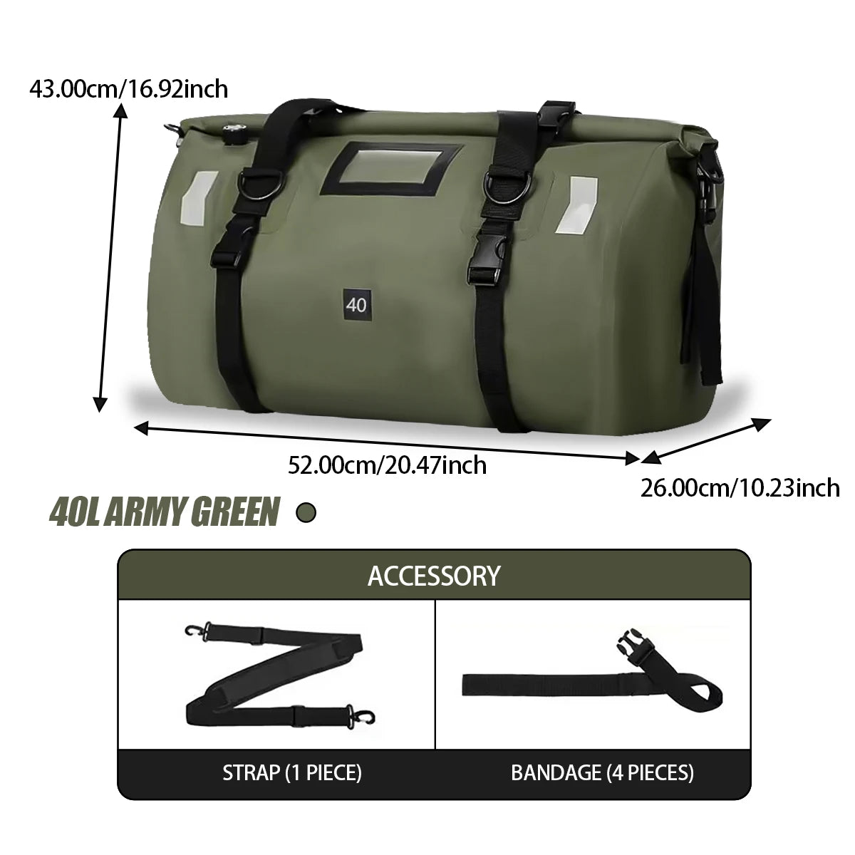 Waterproof Motorcycle Tail Bag — 20L, 40L or 66L