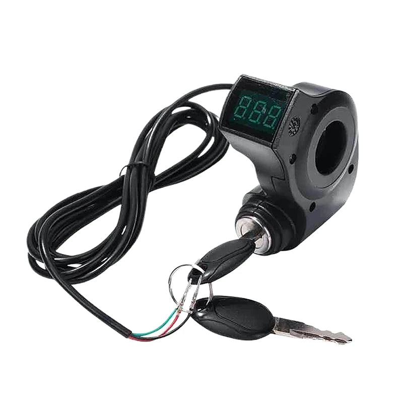 E-bike Power Switch Lock Power Display Thumb Throttle With Key 12V-99V Electric Scooter Handlebar Ignition Switch Key Power Lock