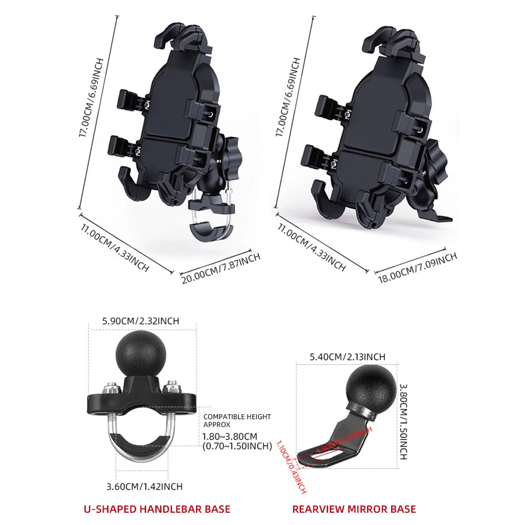 Shock Absorption Phone Holder for Motorcycle Bike Stable Anti-shake 360° Rotation Adjustment Moto Handlebar GPS Navigation Brack