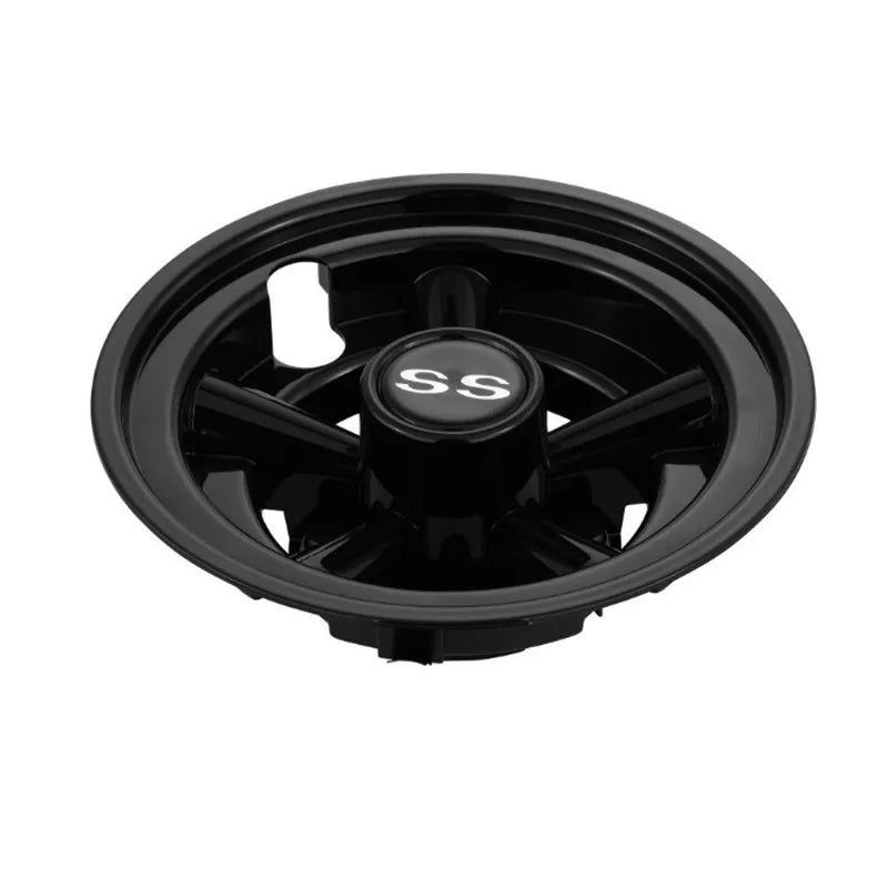 Golf Cart 8" SS Black Wheel Covers- EZGO, Club Car, Yamaha- Universal (Set of 4)