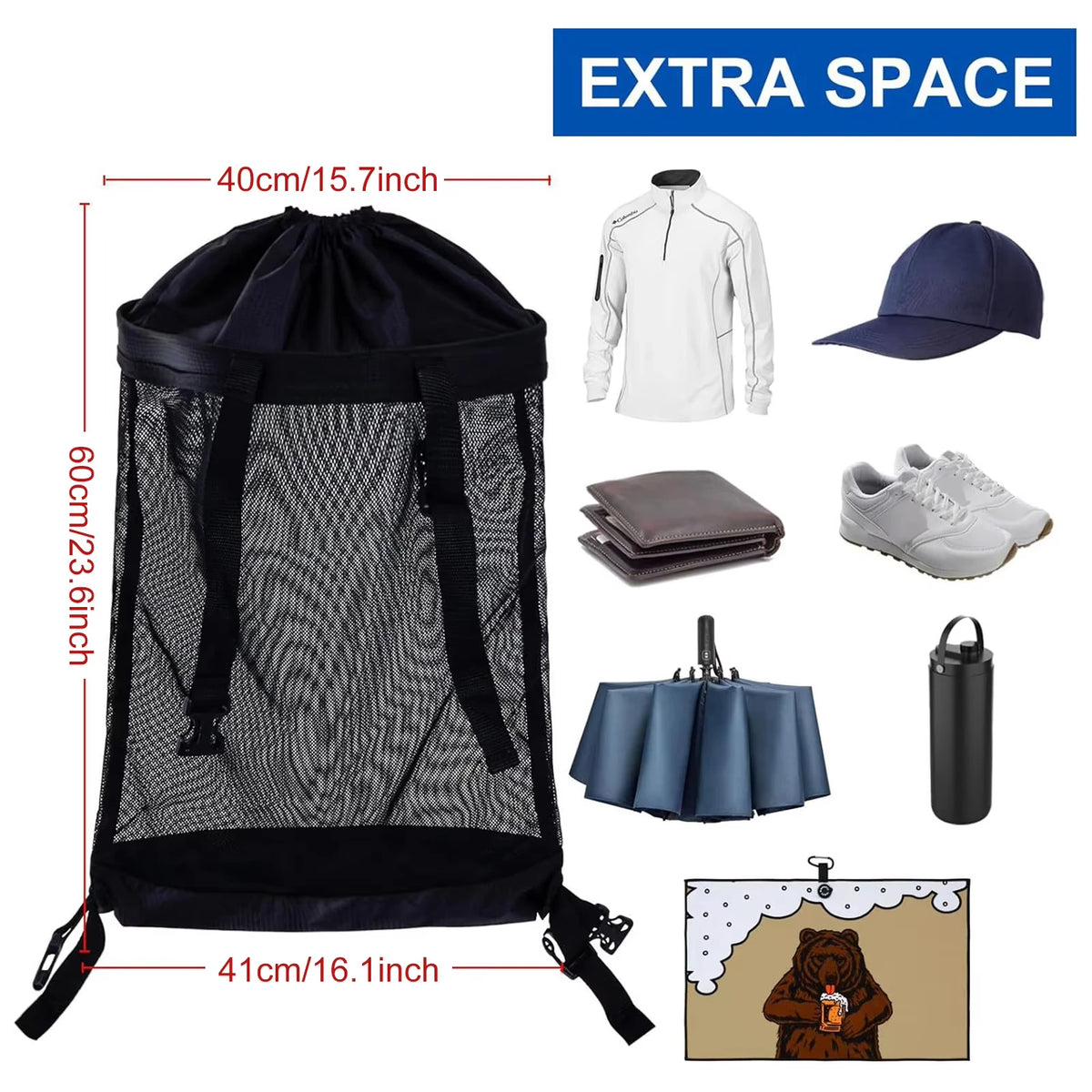 Trolley Net Bag Universal Golf Push Cart Mesh Bag Push Cart Organizer Golf Cart Back Storage Bag For Golf Gift Golf Accessories