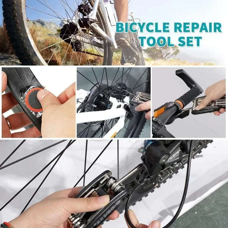 Bicycle Repair Tool Kit Multi Function Folding Bike Repair Tool Wrench Set Tire Repair Tool Motorcycle Tool Spanner Screwdriver