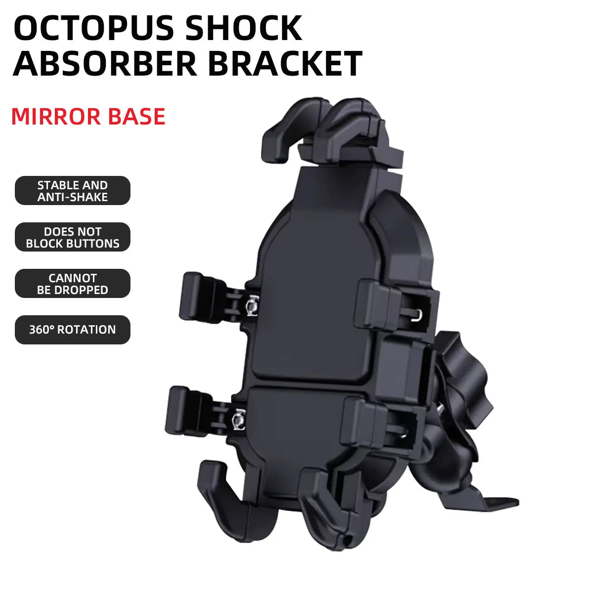 Shock Absorption Phone Holder for Motorcycle Bike Stable Anti-shake 360° Rotation Adjustment Moto Handlebar GPS Navigation Brack