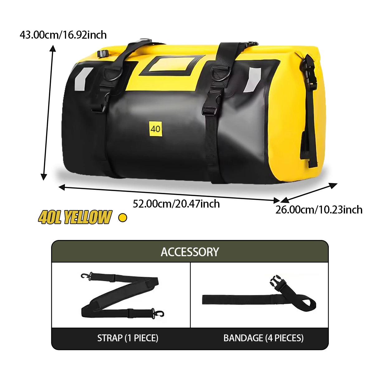 Waterproof Motorcycle Tail Bag — 20L, 40L or 66L