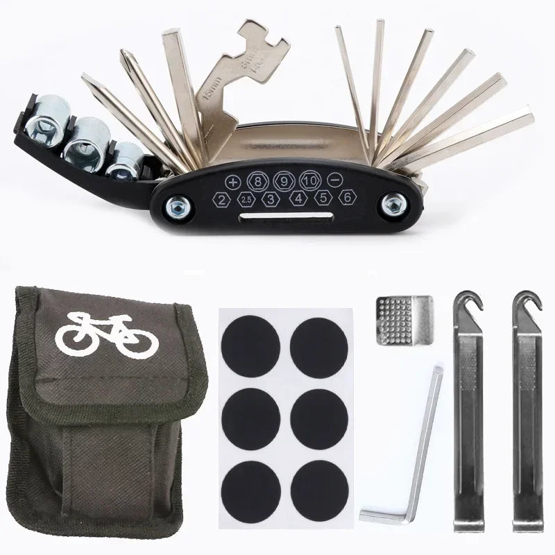 Bicycle Repair Tool Kit Multi Function Folding Bike Repair Tool Wrench Set Tire Repair Tool Motorcycle Tool Spanner Screwdriver