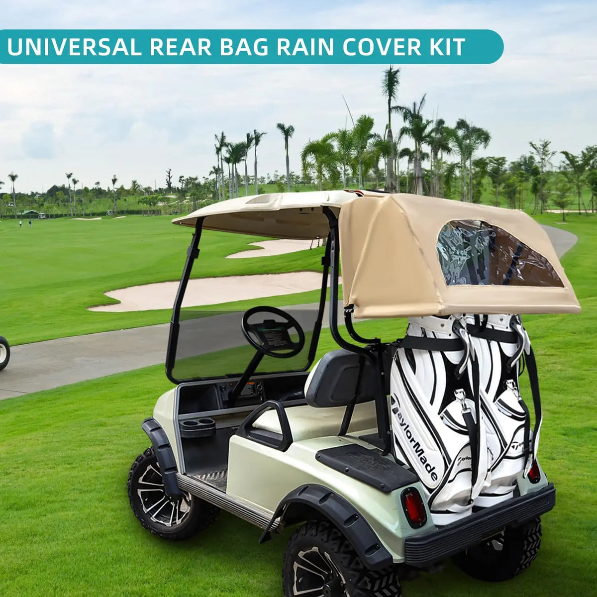 Golf Cart Accessories Rear Bag Rain Cover with Detachable Foldable Bracket for Most of Golf Cart Club Car EZGO RXV YAMAHA