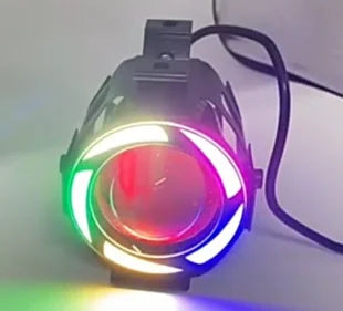 125W LED Auxiliary Motorcycle Headlight Universal 1200LM Angel Eyes U7 Mini Motorcycle Spotlights Bicycle Lamp Accessories