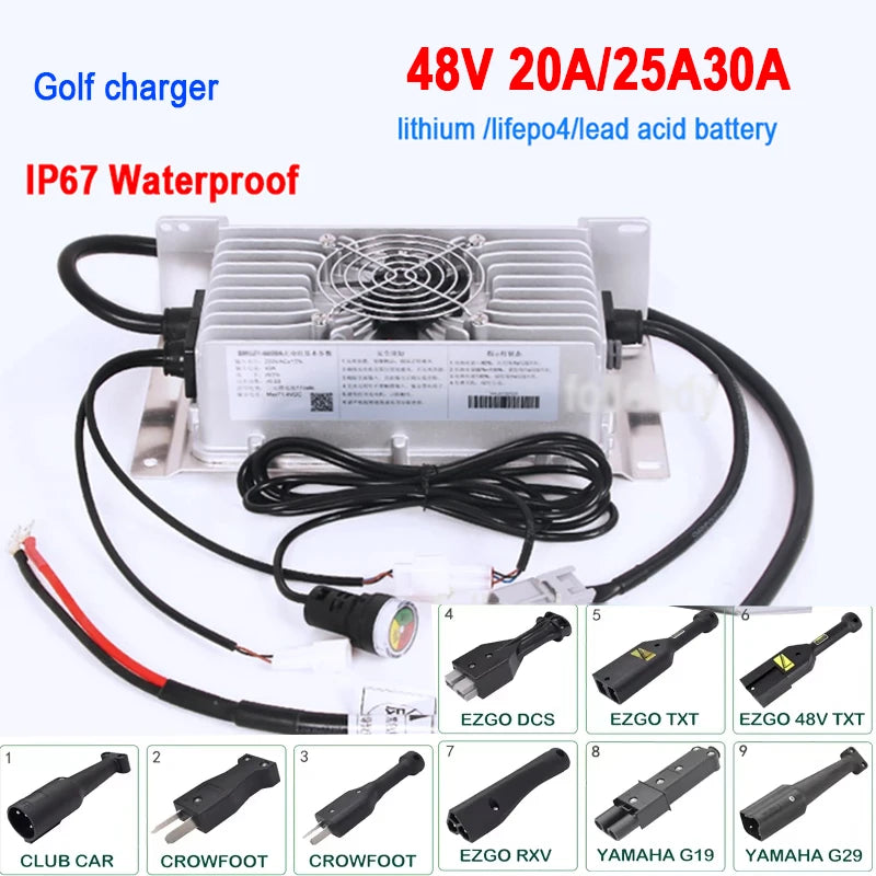 48V 30A Golf Cart Charger 35A 20A 58.4V 30A 25A for 48V EZGO YAMAHA RXV CLUB CAR Crowfoot TXT Plug Lead Acid Lifepo4 Battery