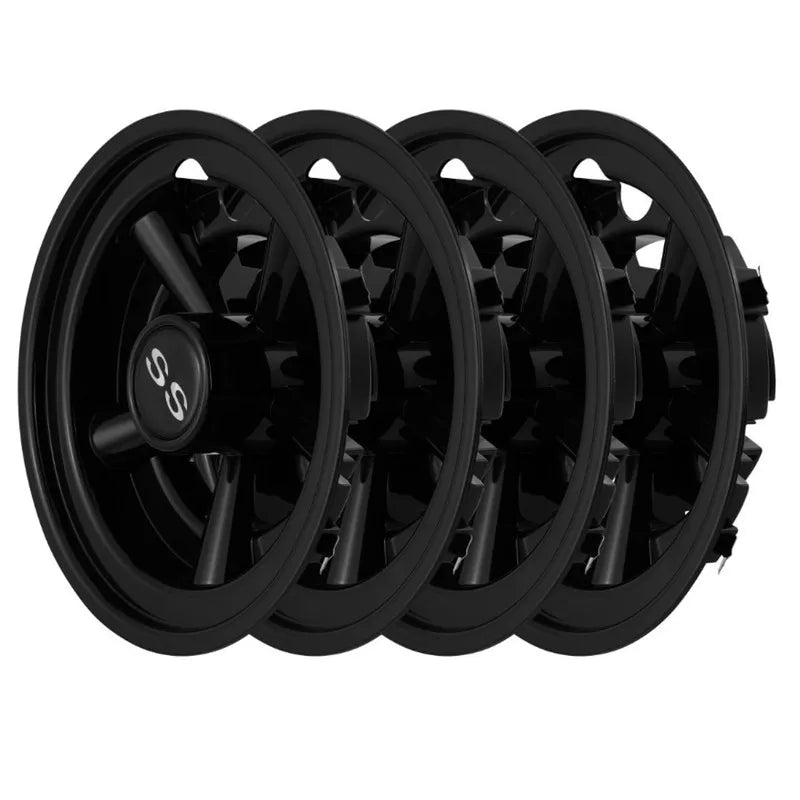 Golf Cart 8" SS Black Wheel Covers- EZGO, Club Car, Yamaha- Universal (Set of 4)