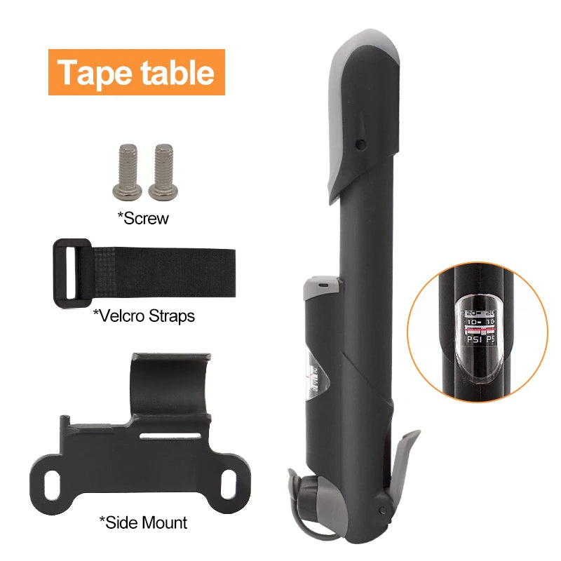 Mini Portable Bicycle Pump Air Pressure Gauge Mountain Bike Pump Outdoor AV/FV Valve MTB Bike Air Inflator