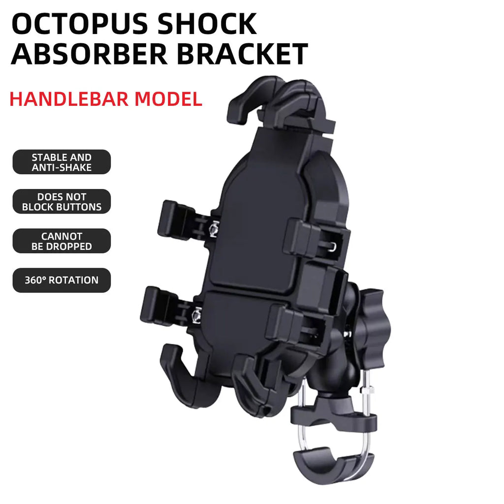 Shock Absorption Phone Holder for Motorcycle Bike Stable Anti-shake 360° Rotation Adjustment Moto Handlebar GPS Navigation Brack