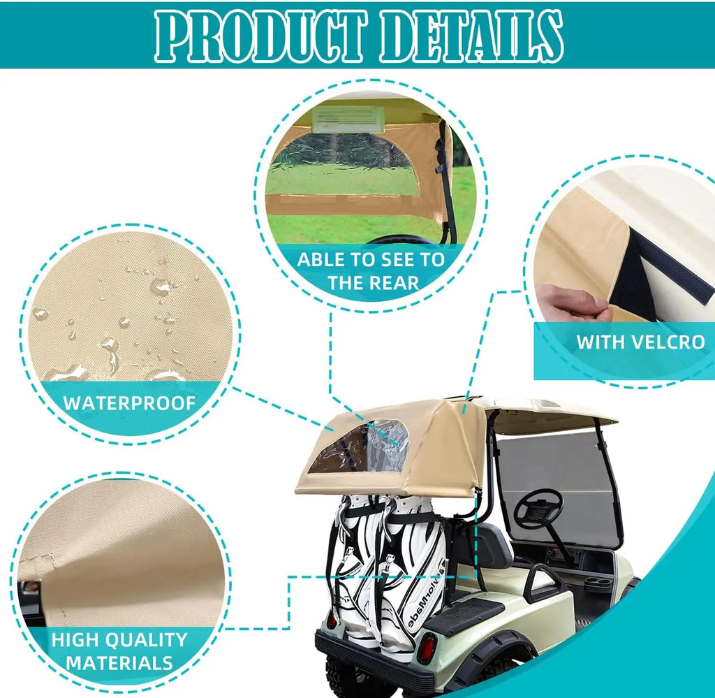 Golf Cart Accessories Rear Bag Rain Cover with Detachable Foldable Bracket for Most of Golf Cart Club Car EZGO RXV YAMAHA