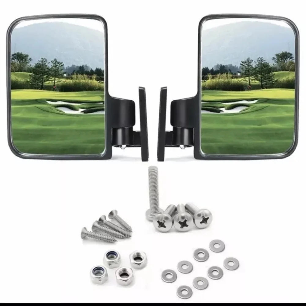 Golf Cart Side Mirrors, Universal Rear View Mirror for 0.75"-1.25" Square Rail, Folding Design Compatible with EZGO, Club Car