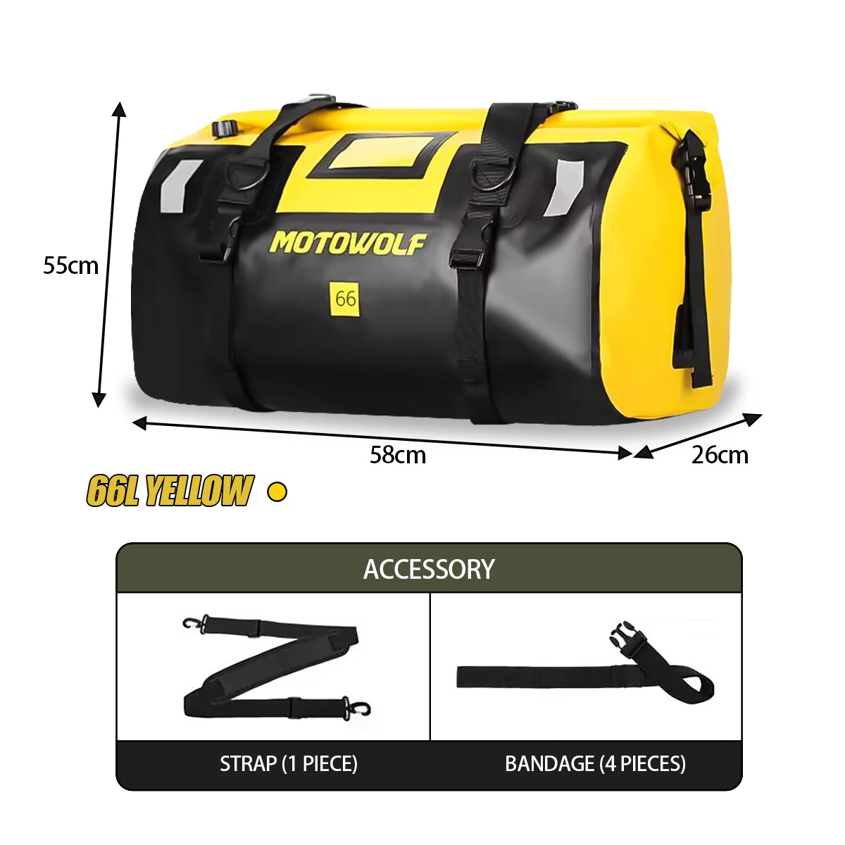 Waterproof Motorcycle Tail Bag — 20L, 40L or 66L