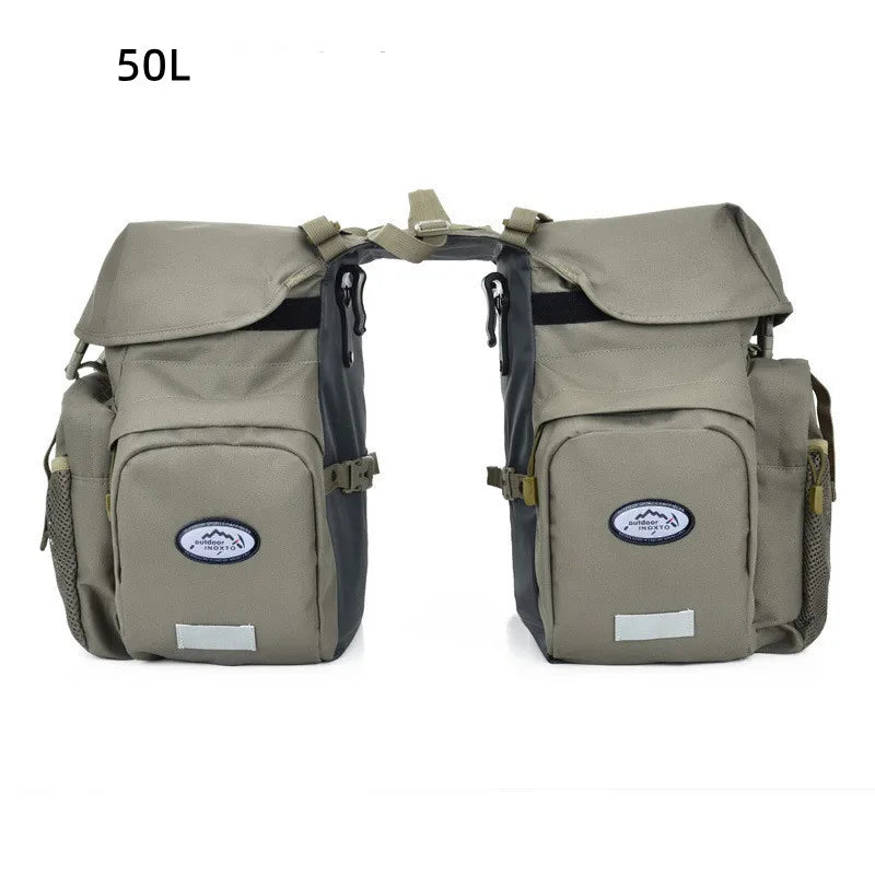 2026 Bicycle Bag 50L Nylon Bike Rear Rack Trunk Bike Luggage Back Seat Pannier Reflective Cycling Storage Bicycle Accessories