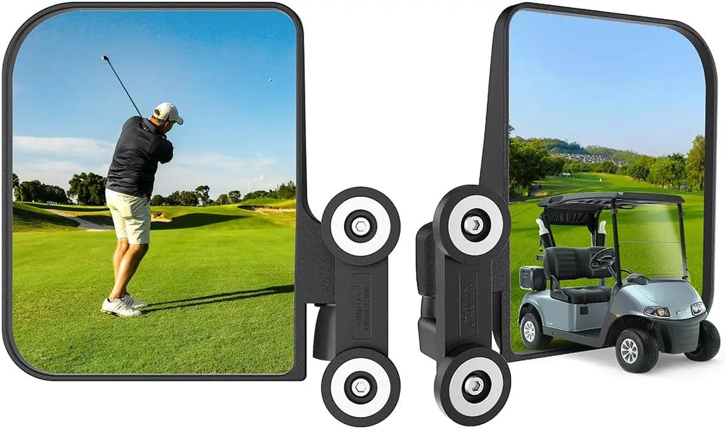 Golf Cart Side Mirrors, Universal Rear View Mirror for 0.75"-1.25" Square Rail, Folding Design Compatible with EZGO, Club Car
