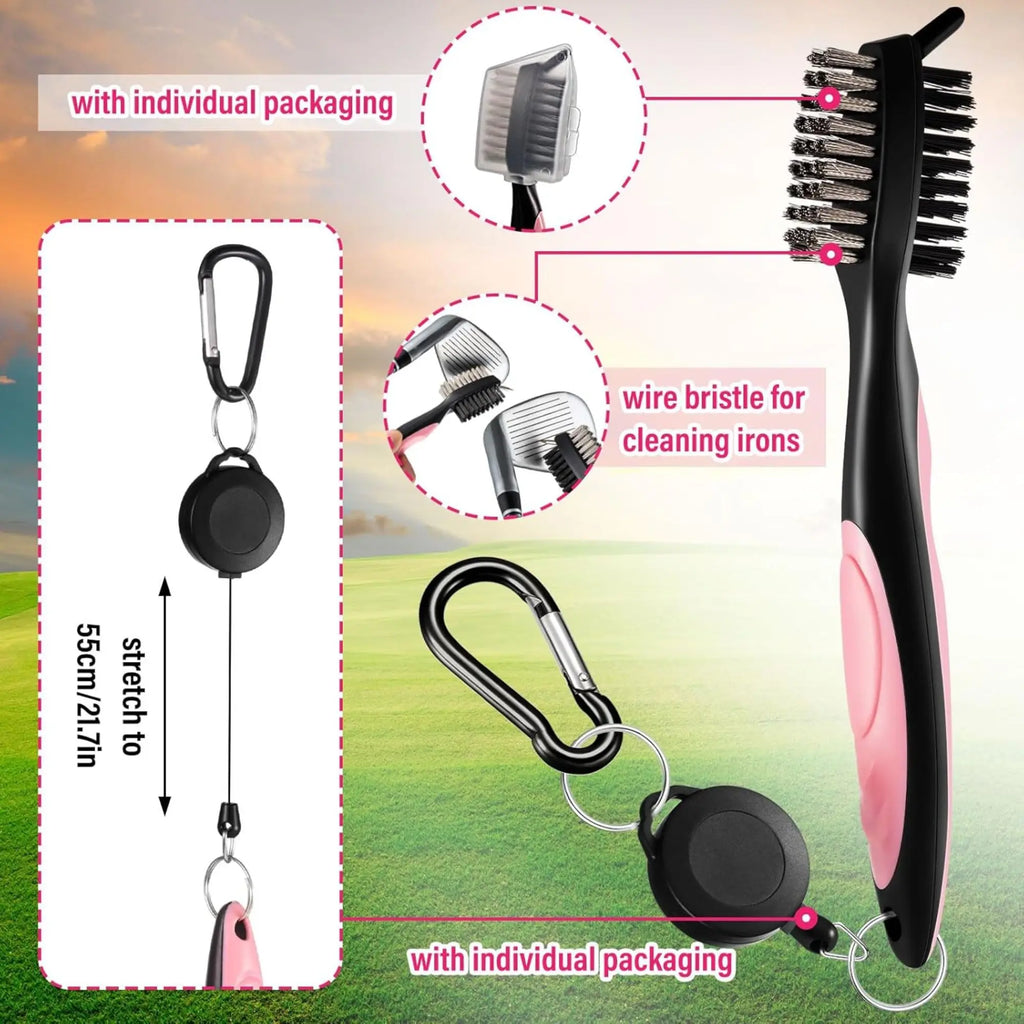 10 Pcs Golf Accessories Kit, Include Golf Ball Bag with Hook Towel Tees Magnetic Ball Marker Divot Tool Cleaner Brush for Women
