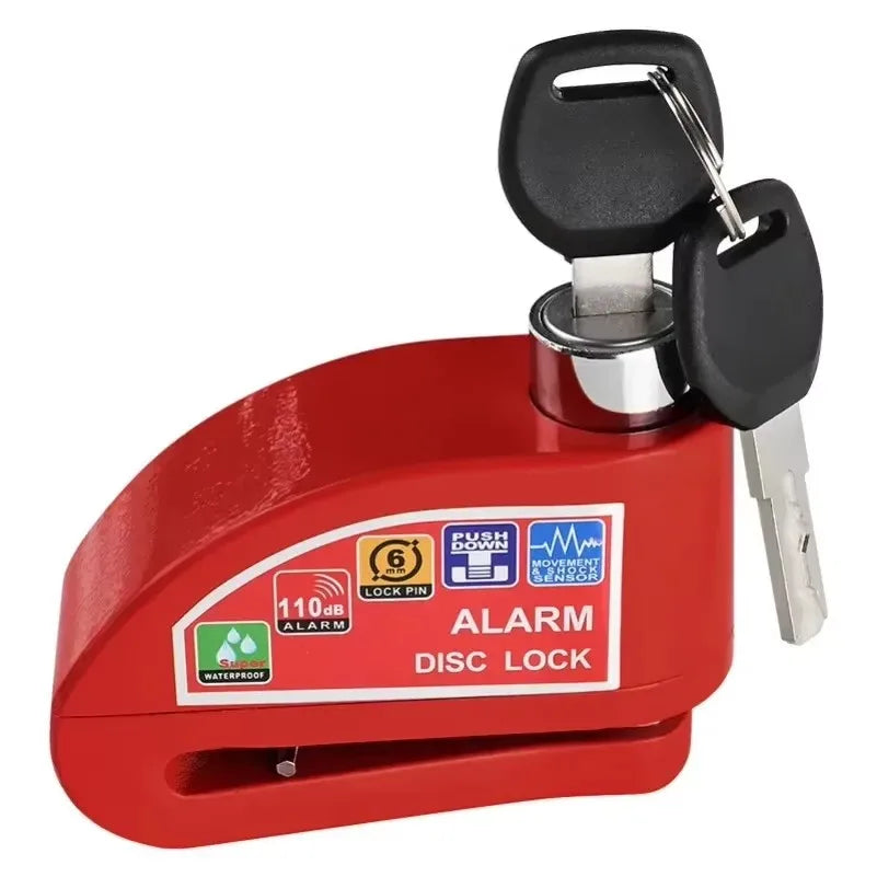 Scooter Motorcycle Bicycle Alarm Lock Wheel Disc Brake Waterproof Anti-Theft Aluminum Alloy Safety Brake Lock Moto Aaccessories