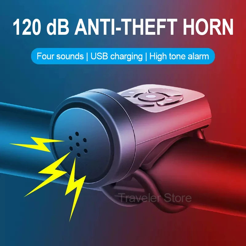 USB Rechargeable Bicycle Motorcycle Electric Bell Mountain Road Cycling Anti-theft Alarm Horn Scooter Bike Accessories Loud Bell
