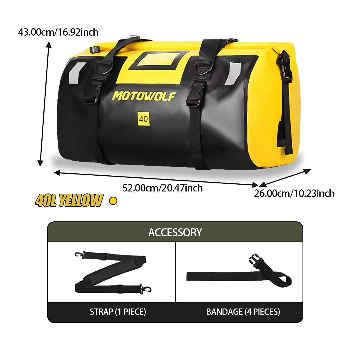 Waterproof Motorcycle Tail Bag — 20L, 40L or 66L