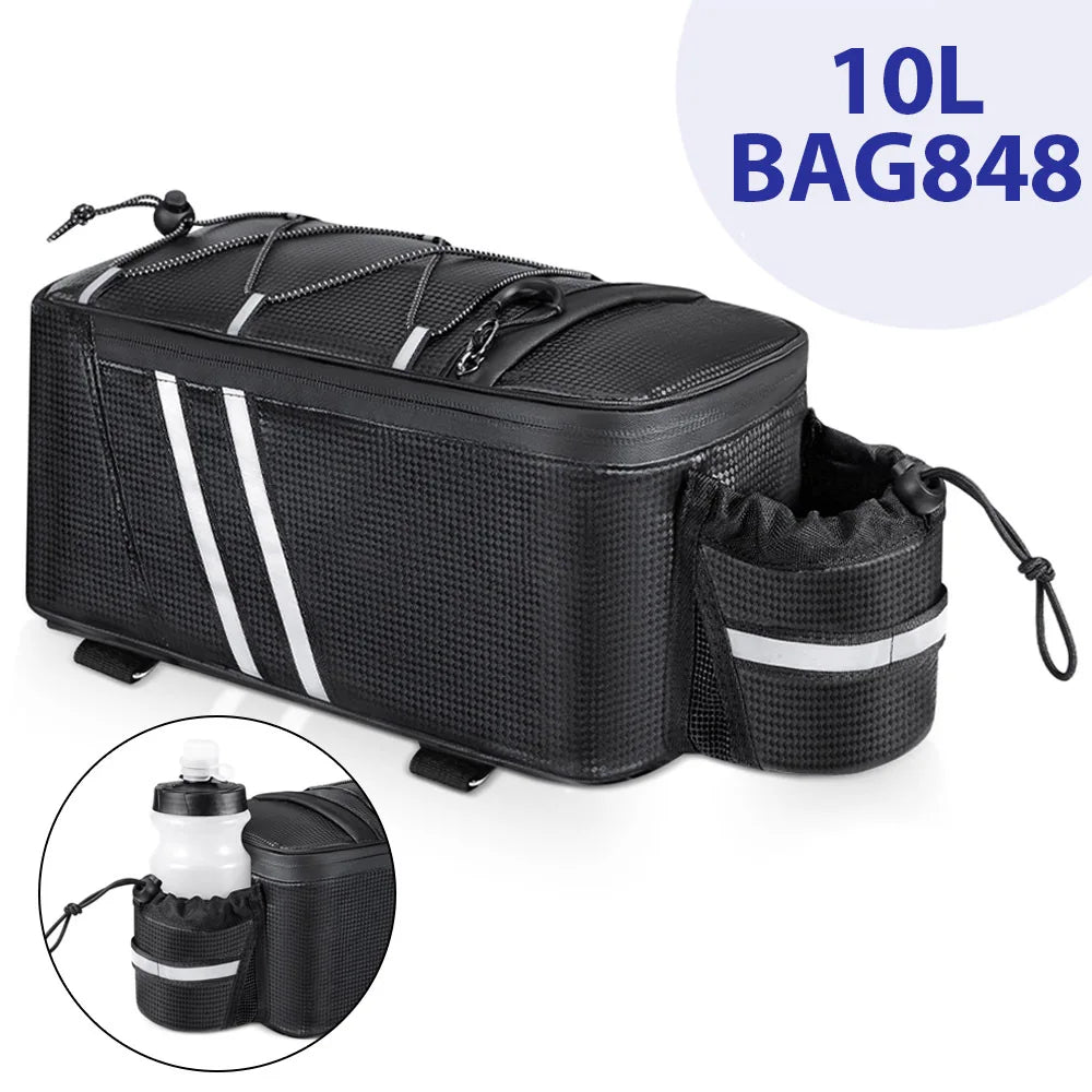 10L Reflective Rear Rack Bag — Black