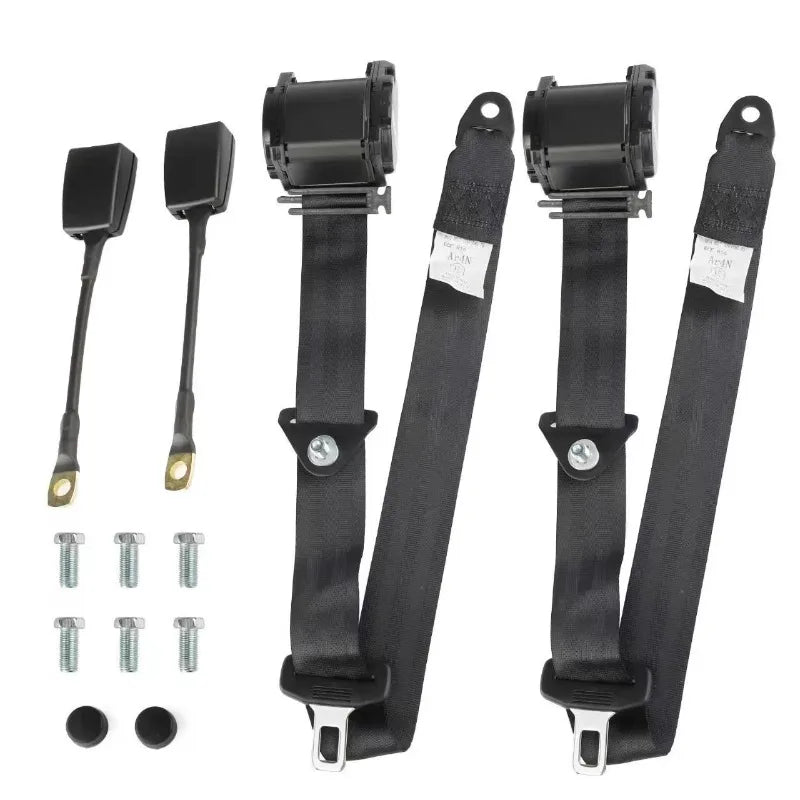 Scalable 3-point Car Seat Belt Driver's Seat Belt with Emergency Locking Car Replacement Parts Truck Golf Cart Seat Belt 2pcs