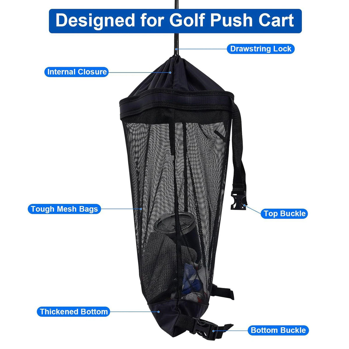 Trolley Net Bag Universal Golf Push Cart Mesh Bag Push Cart Organizer Golf Cart Back Storage Bag For Golf Gift Golf Accessories