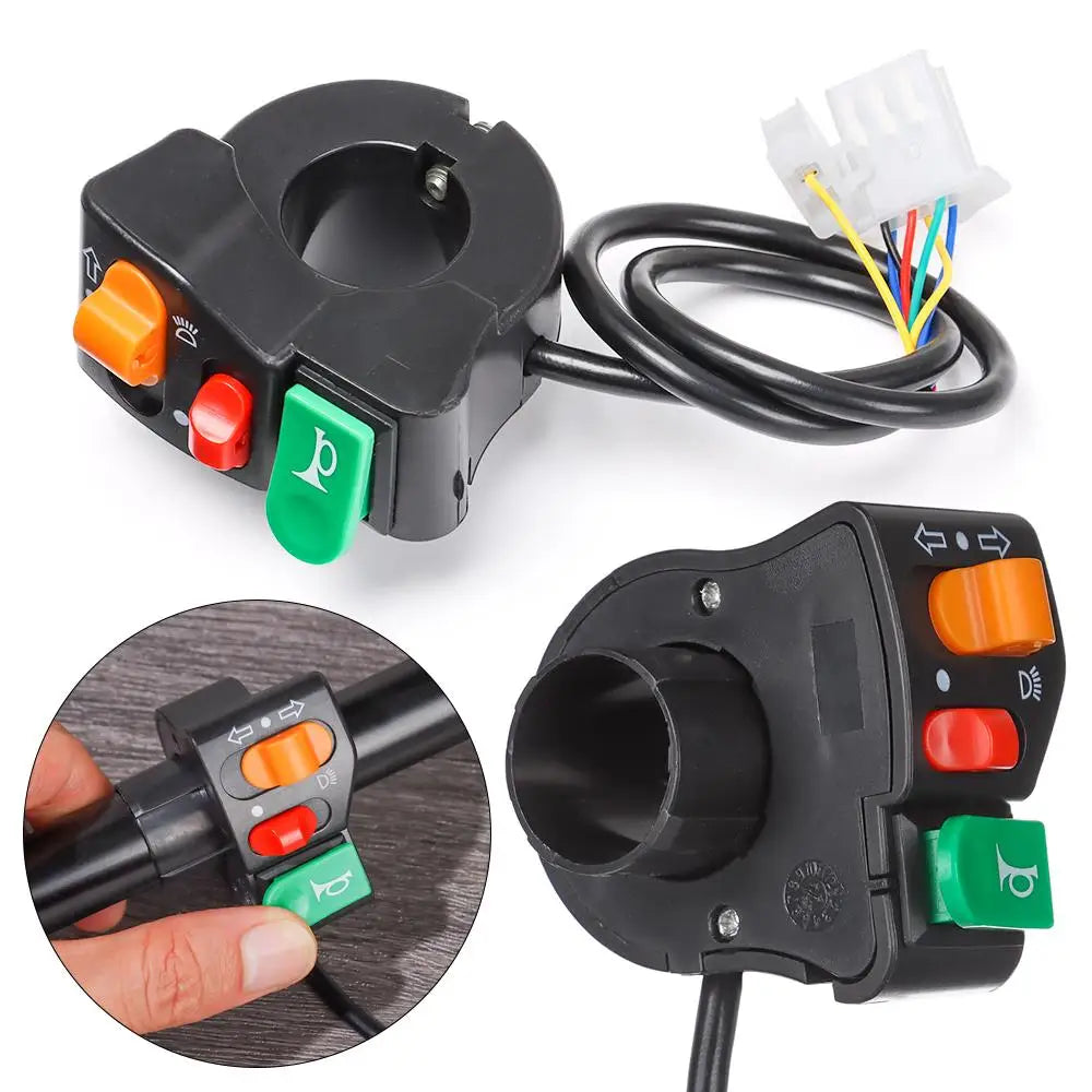 Electric Bicycle Accessories Light Horn Cornering Lamp 3 In 1 On-Off Button Apply Left Handle E-bike Switch Scooter Parts Tool