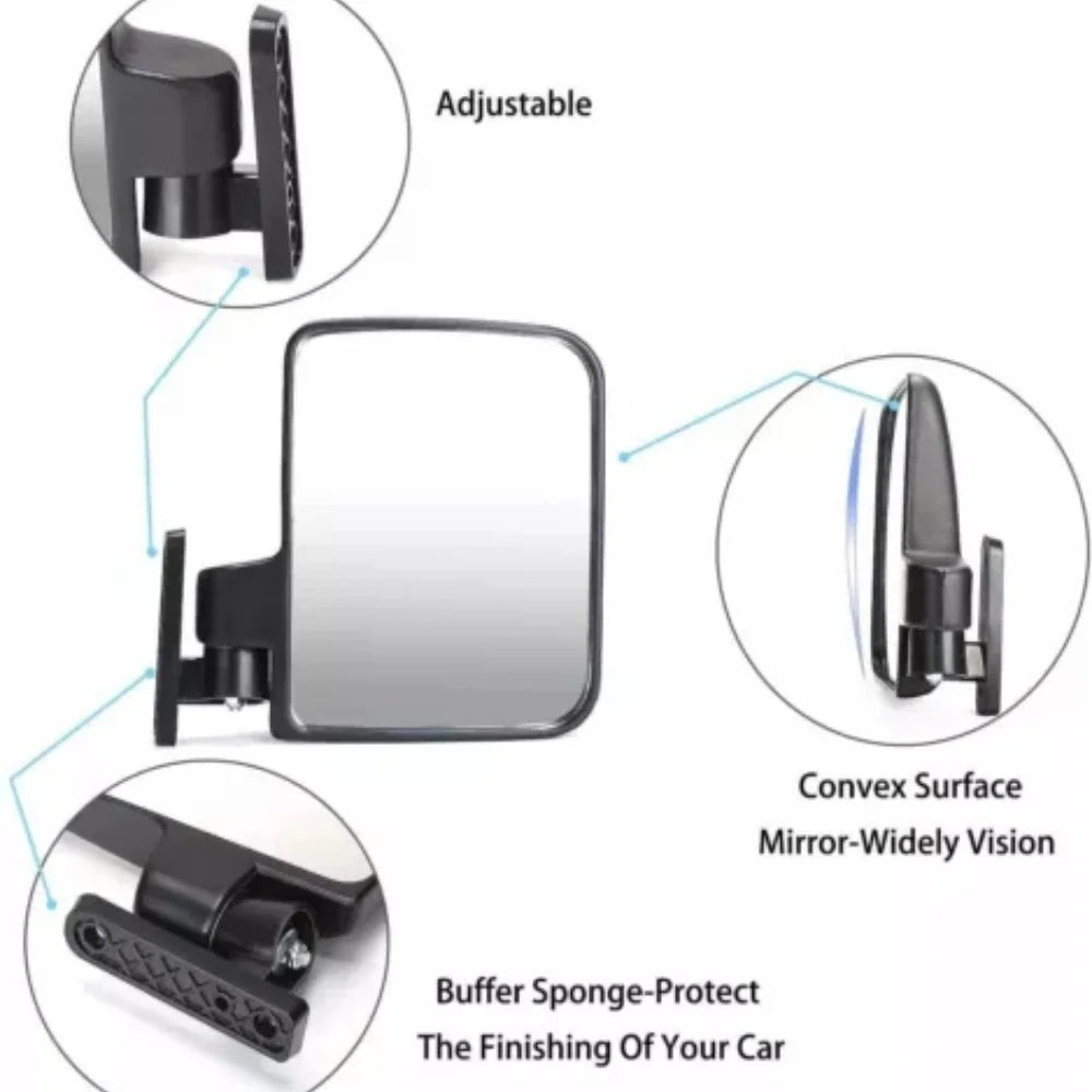 Golf Cart Side Mirrors, Universal Rear View Mirror for 0.75"-1.25" Square Rail, Folding Design Compatible with EZGO, Club Car